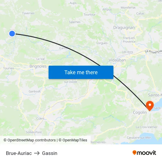 Brue-Auriac to Gassin map