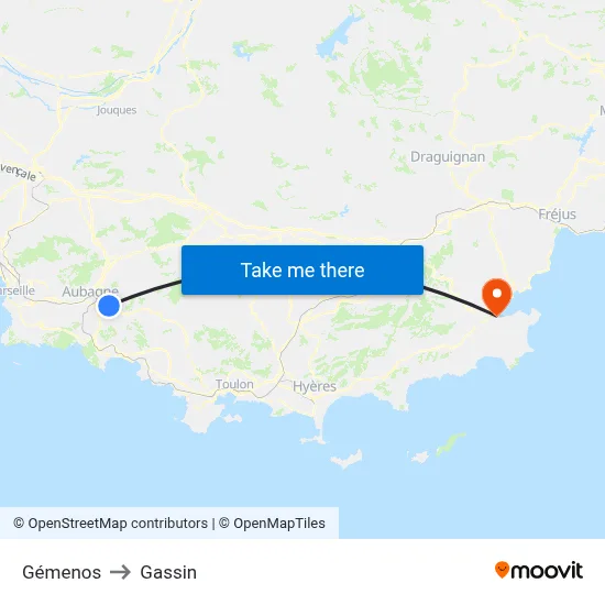 Gémenos to Gassin map