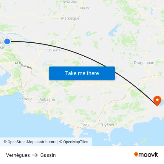Vernègues to Gassin map