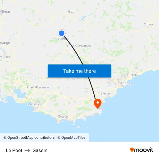 Le Poët to Gassin map