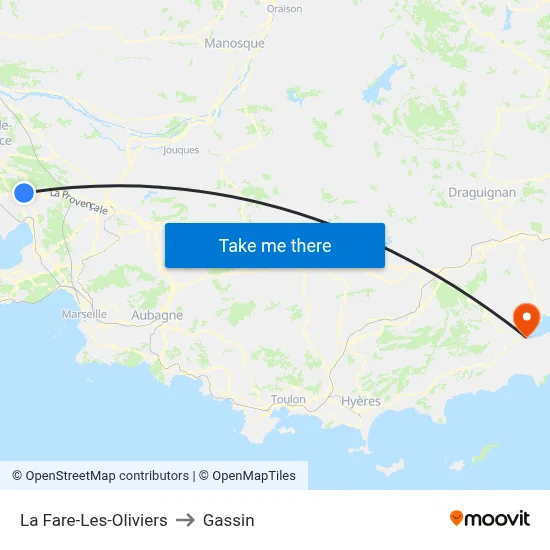 La Fare-Les-Oliviers to Gassin map