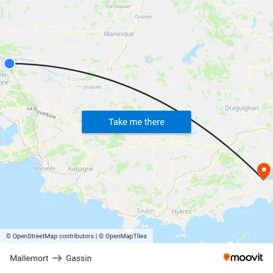 Mallemort to Gassin map