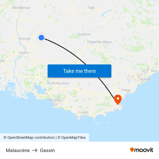 Malaucène to Gassin map