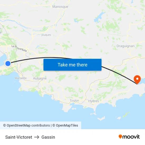 Saint-Victoret to Gassin map