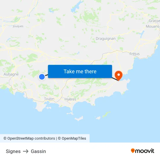 Signes to Gassin map