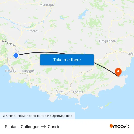Simiane-Collongue to Gassin map