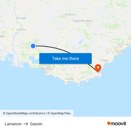 Lamanon to Gassin map