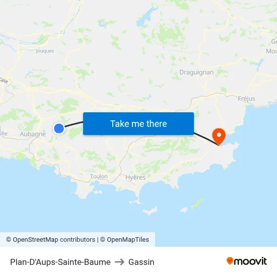 Plan-D'Aups-Sainte-Baume to Gassin map