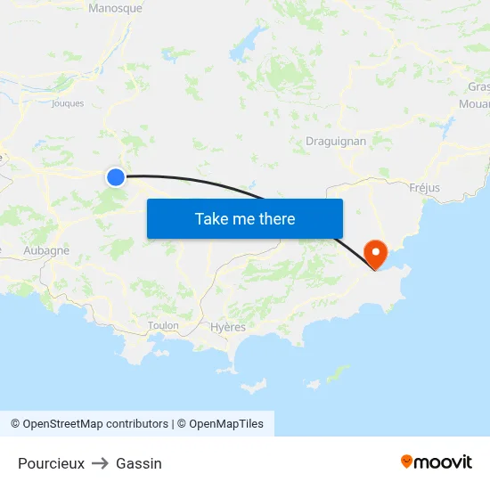 Pourcieux to Gassin map