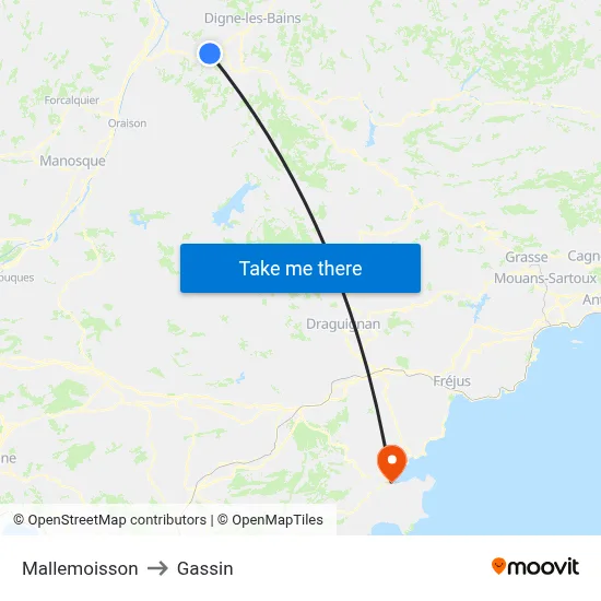 Mallemoisson to Gassin map