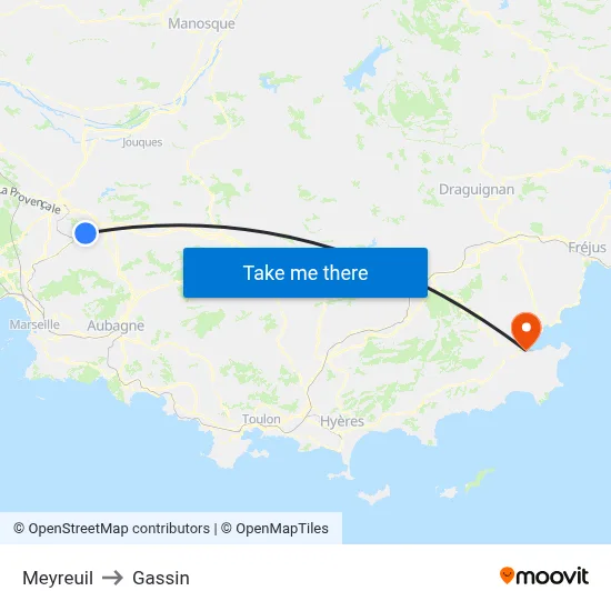 Meyreuil to Gassin map