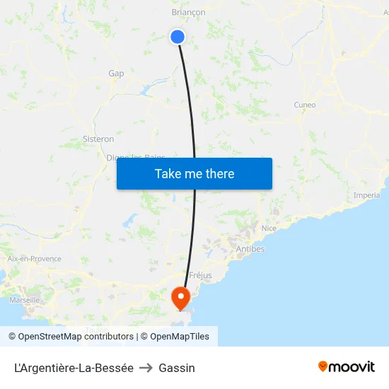 L'Argentière-La-Bessée to Gassin map