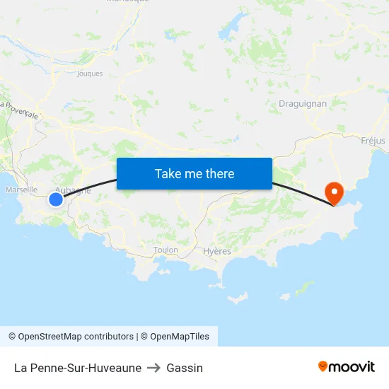 La Penne-Sur-Huveaune to Gassin map