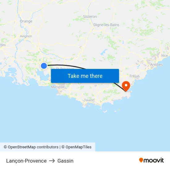 Lançon-Provence to Gassin map