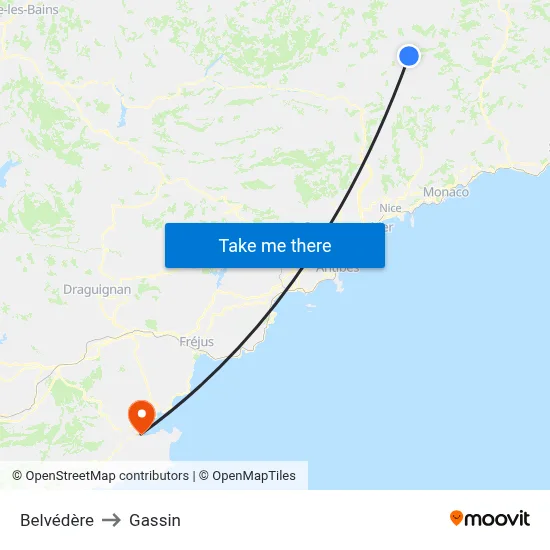 Belvédère to Gassin map