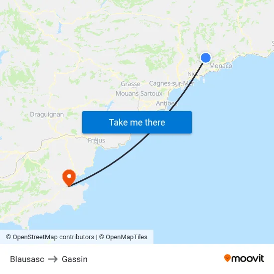 Blausasc to Gassin map