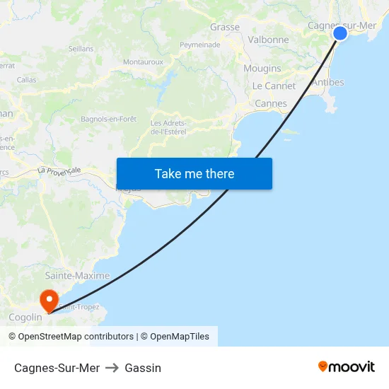 Cagnes-Sur-Mer to Gassin map