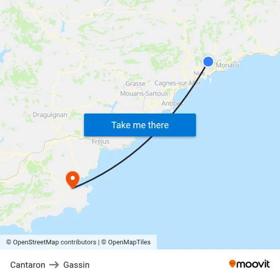 Cantaron to Gassin map