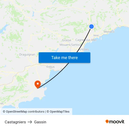 Castagniers to Gassin map