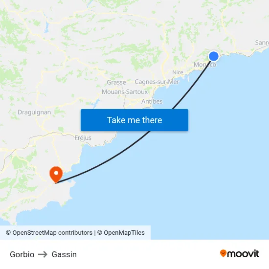 Gorbio to Gassin map