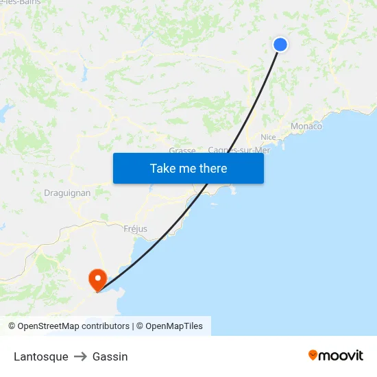 Lantosque to Gassin map