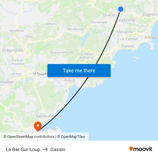 Le Bar-Sur-Loup to Gassin map