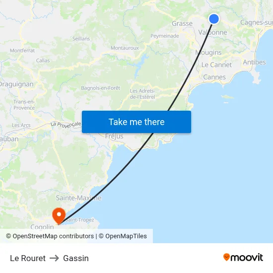 Le Rouret to Gassin map
