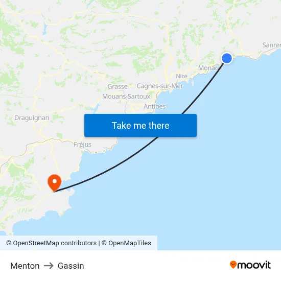 Menton to Gassin map