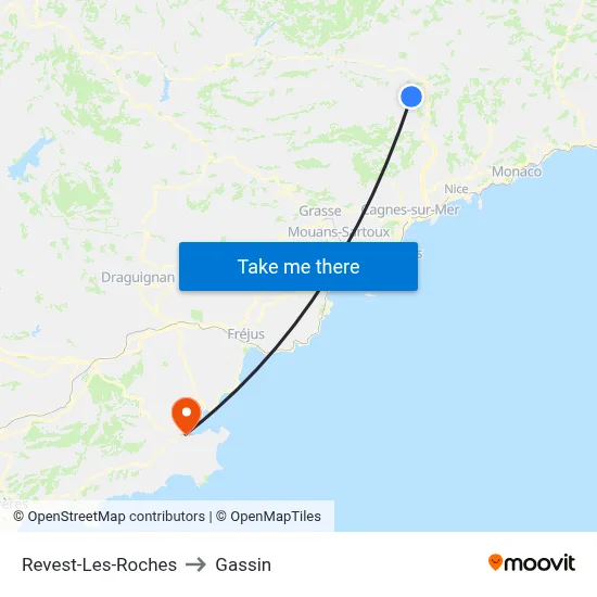Revest-Les-Roches to Gassin map