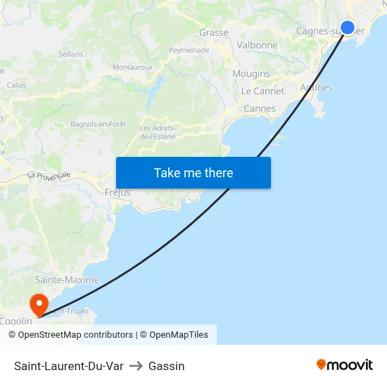 Saint-Laurent-Du-Var to Gassin map