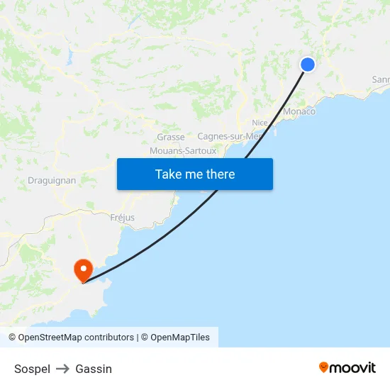 Sospel to Gassin map