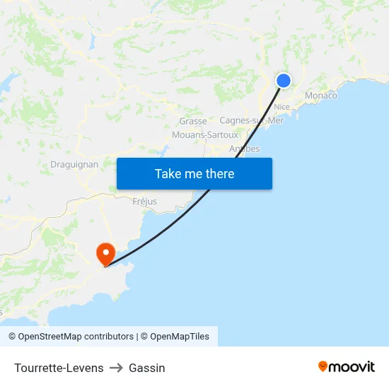 Tourrette-Levens to Gassin map
