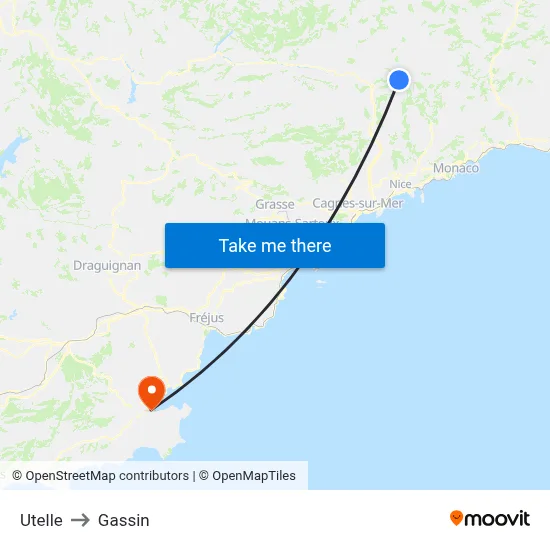 Utelle to Gassin map