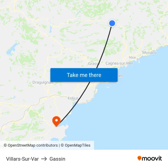 Villars-Sur-Var to Gassin map