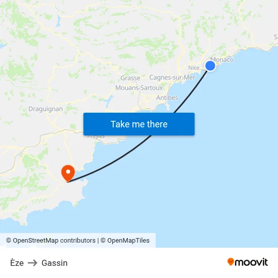 Èze to Gassin map