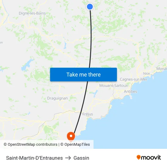 Saint-Martin-D'Entraunes to Gassin map