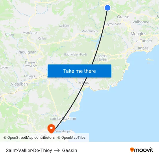 Saint-Vallier-De-Thiey to Gassin map