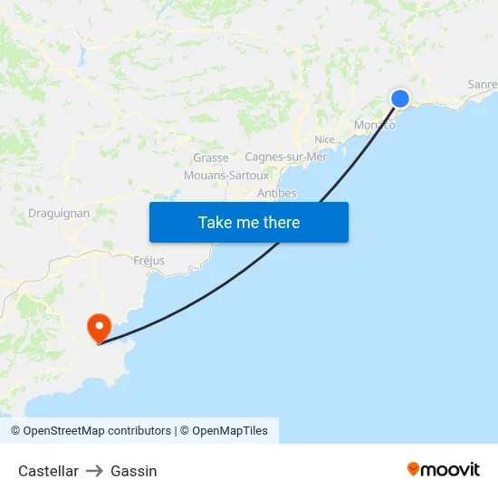 Castellar to Gassin map