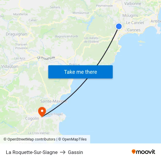 La Roquette-Sur-Siagne to Gassin map