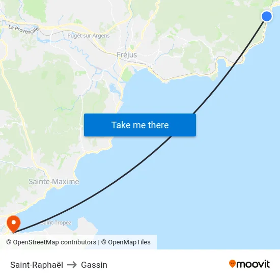 Saint-Raphaël to Gassin map