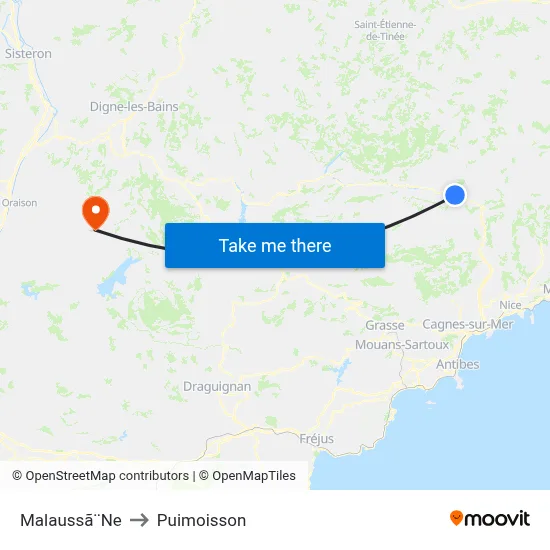 Malaussã¨Ne to Puimoisson map