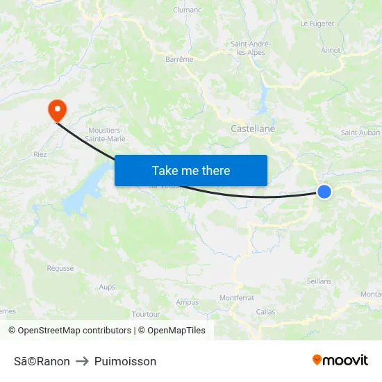 Sã©Ranon to Puimoisson map