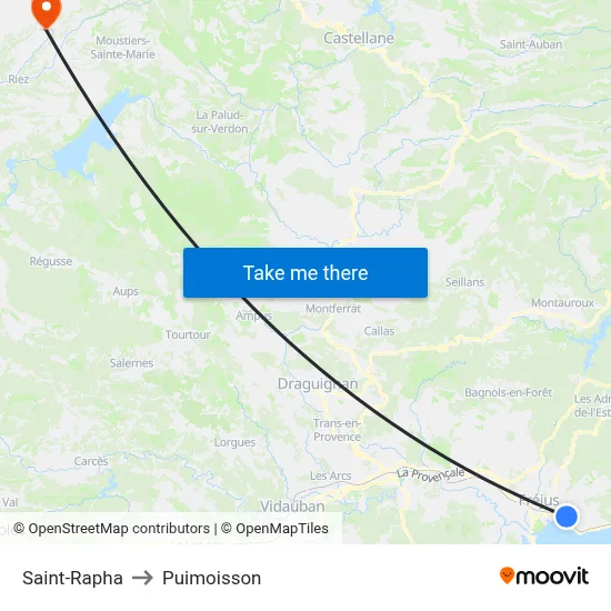 Saint-Rapha to Puimoisson map