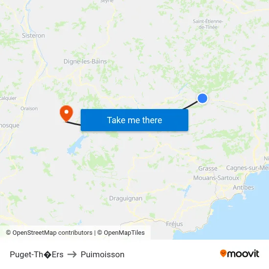 Puget-Th�Ers to Puimoisson map