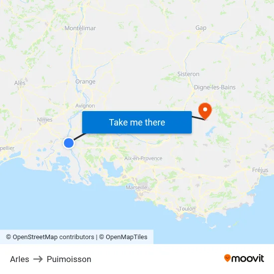 Arles to Puimoisson map