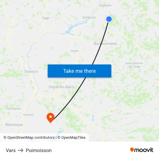 Vars to Puimoisson map
