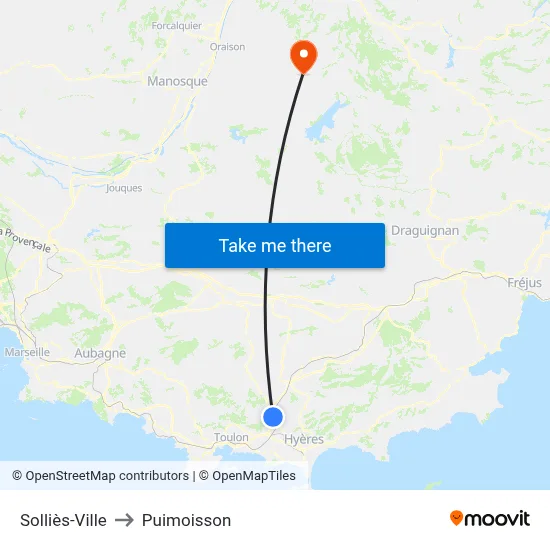 Solliès-Ville to Puimoisson map