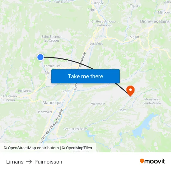Limans to Puimoisson map