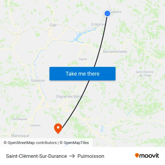 Saint-Clément-Sur-Durance to Puimoisson map