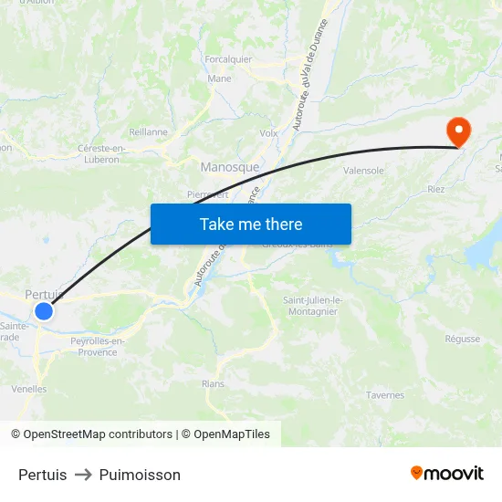Pertuis to Puimoisson map